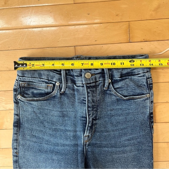 Good American Skinny Jeans High Waist Raw Hem Denim Size 6 / 28 Distressed - Picture 7 of 9